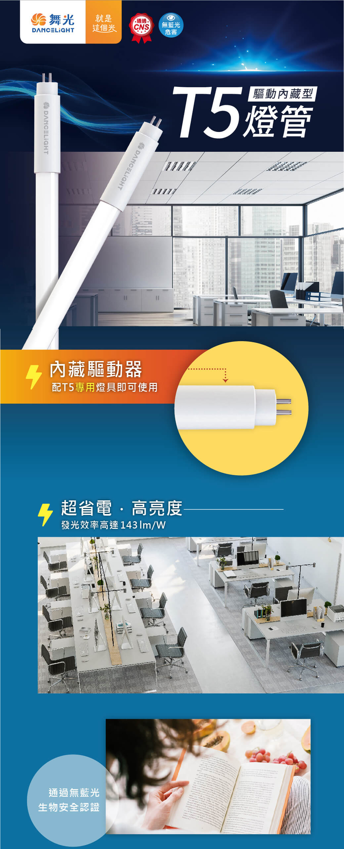 【舞光】LED T5 2X2 格柵型輕鋼架 3支管/4支管 無安定器