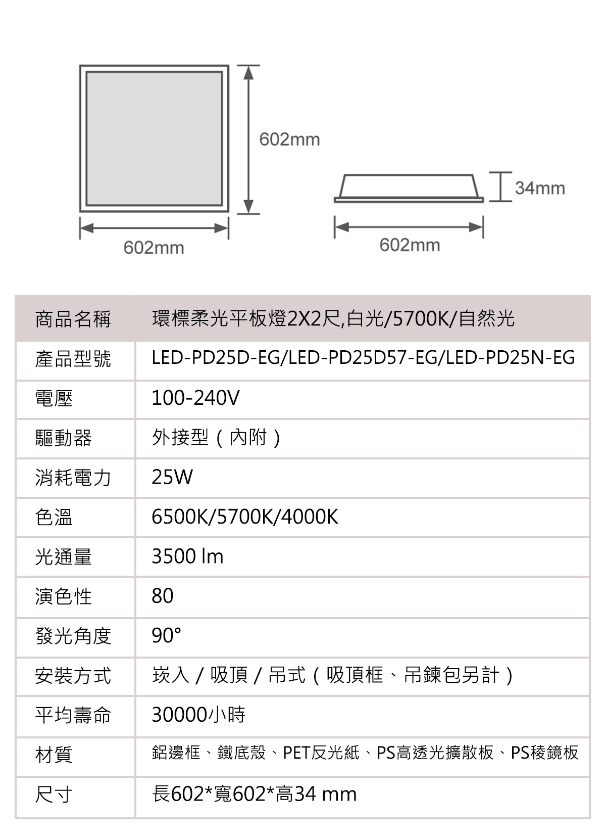 【舞光】LED 25W 環標柔光平板燈 全電壓 ※環保標章※節能標章